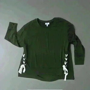 Women’s OSO Casuals Lace Up Side Sweatshirt Hunter Green Size 2X